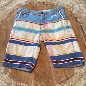 JETLAG 100% Cotton Blue & White Stripe/Plaid Shorts, Size 34